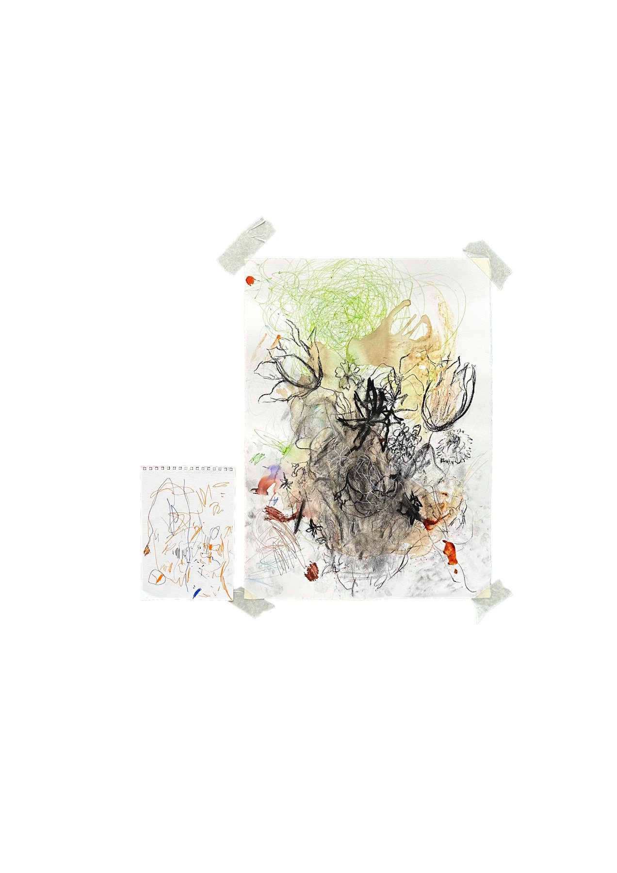 Dibujo Pequeño (Izda.). Negro y azul (Dcha.)
